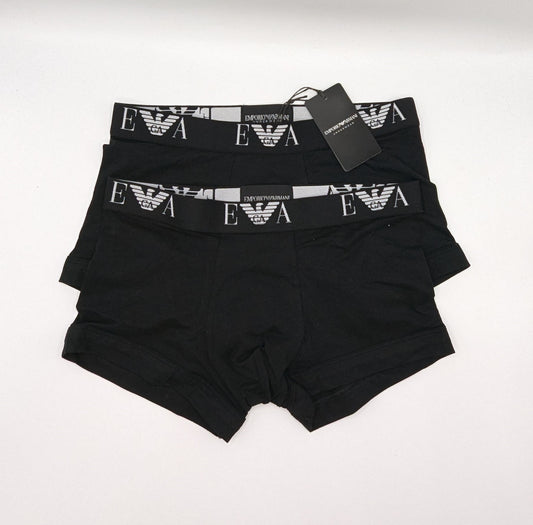 EMPORIO ARMANI Monogram 2 Pack Boxer Shorts - Black