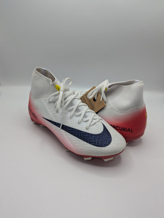 Nike Zoom Mercurial Superfly 10 Academy Adults Firm Ground Football Boots - White / red