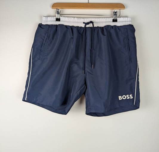 BOSS Men's Starfish Swim Shorts - Navy / White