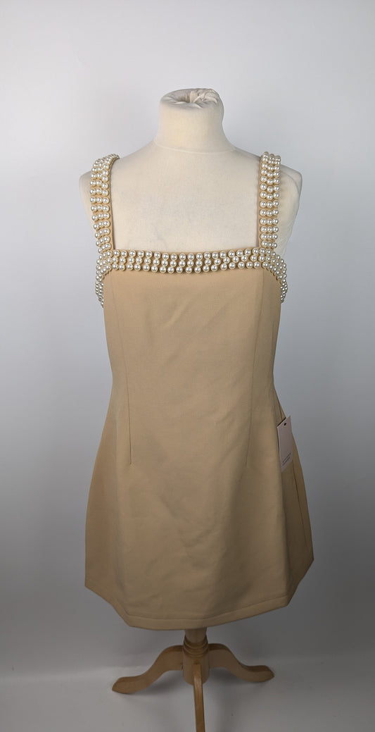 ODD MUSE The Ultimate Muse Pearl Trim Mini Dress - Camel Brown