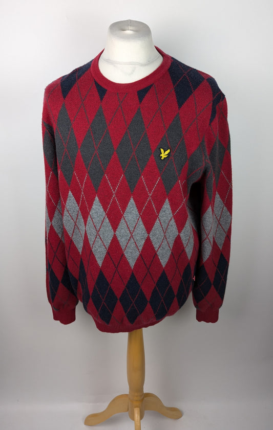 Lyle and Scott Argyle Crew Neck Jumper - Red / Multi