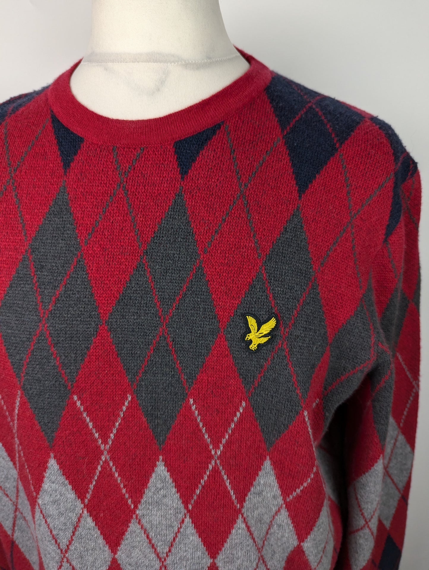 Lyle and Scott Argyle Crew Neck Jumper - Red / Multi