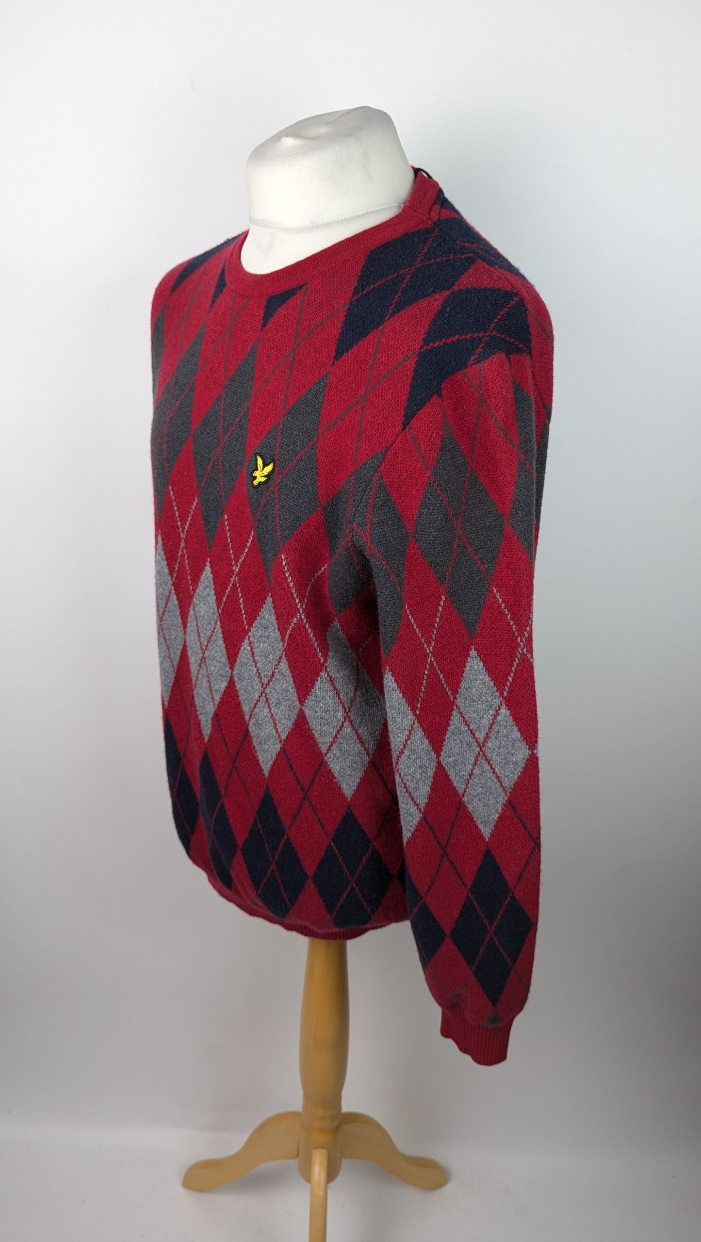 Lyle and Scott Argyle Crew Neck Jumper - Red / Multi