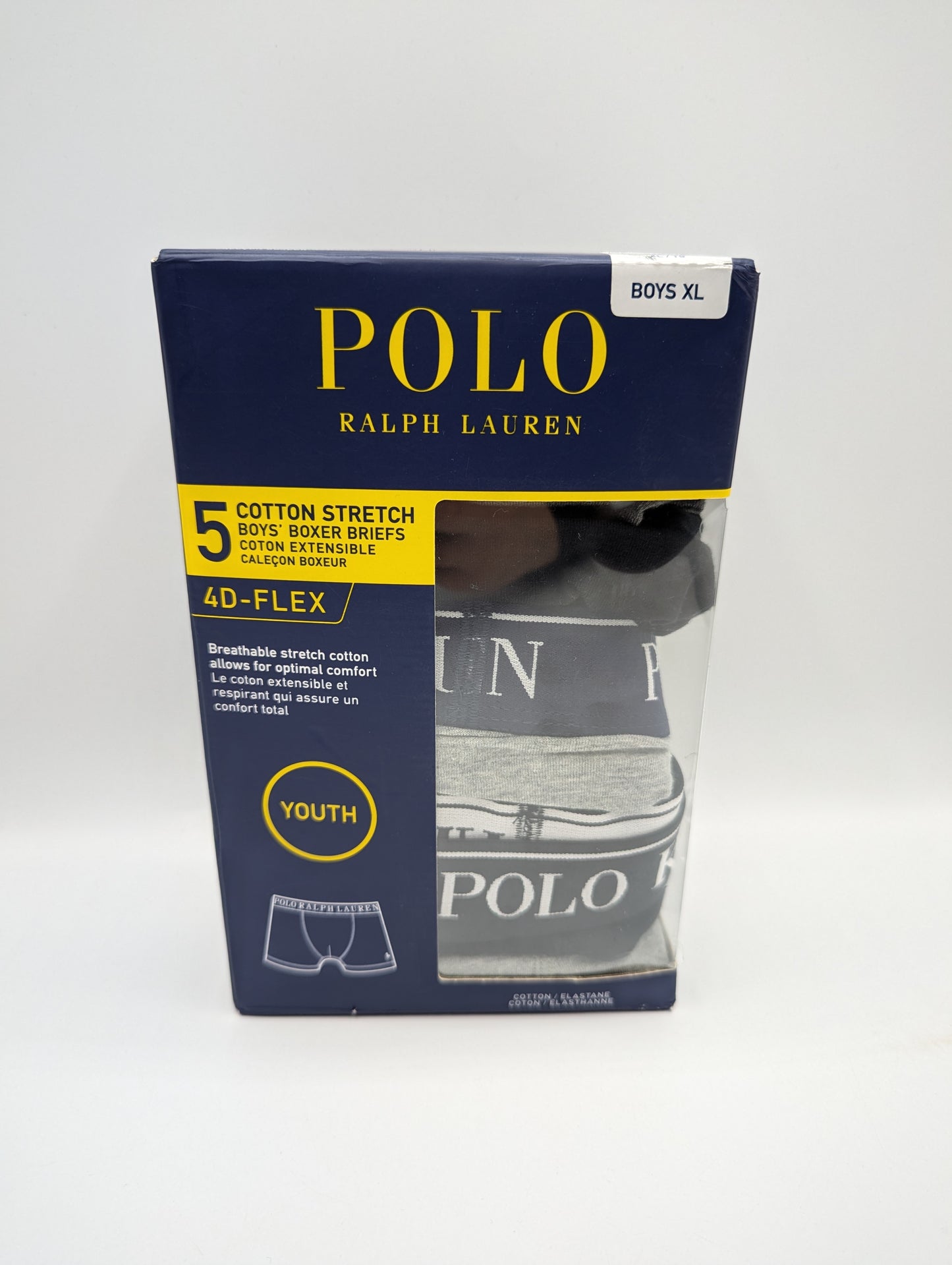 Polo Rralph Lauren boys 5 pack Cotton Boxer Shorts - Grey / Black