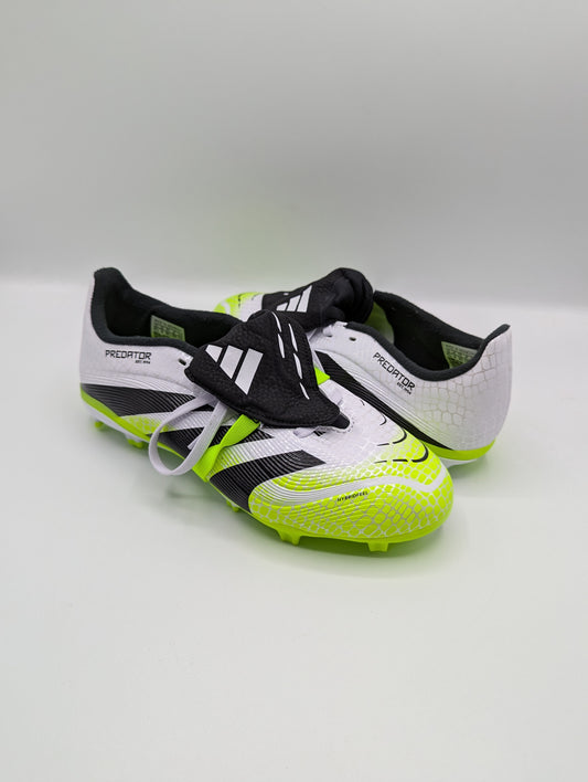 Adidas Predator League Fold-Over Tongue Junior Firm Ground Football Boots - White/Black/Lemon