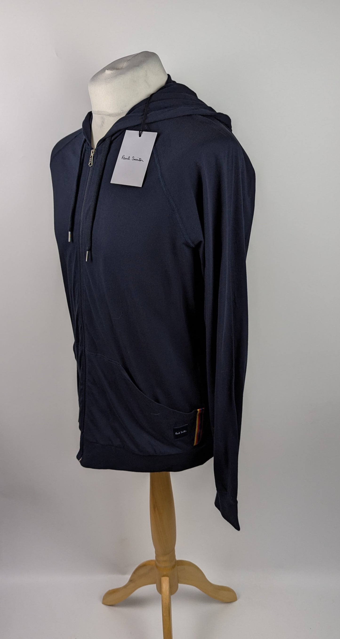 Paul Smith Mens Cotton Jersey Zip Lounge Hoodie - Navy