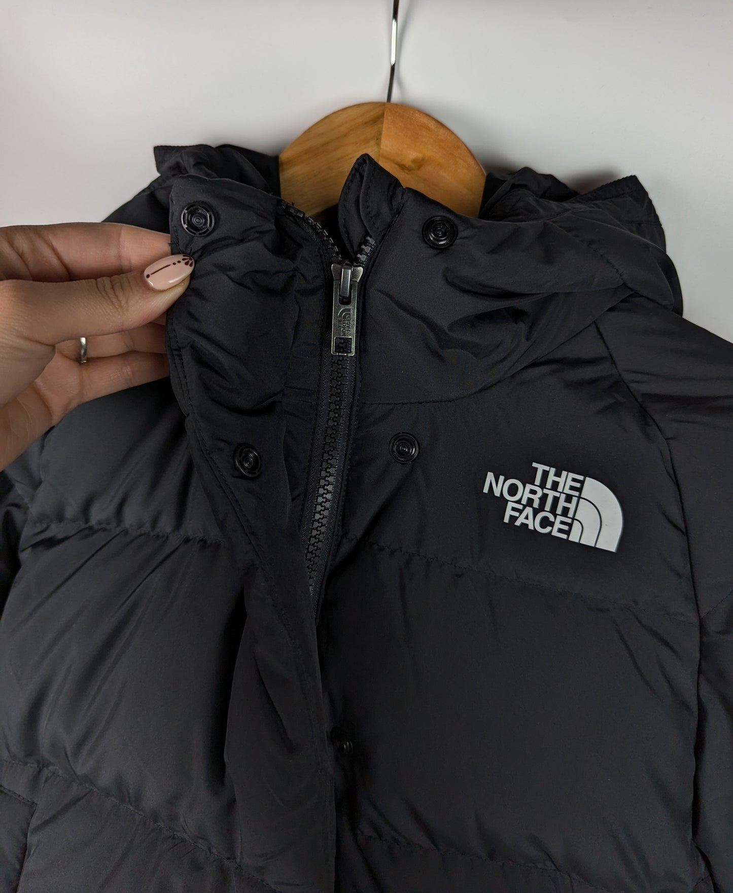 The North Face Down Hooded Jacket Girls- Black