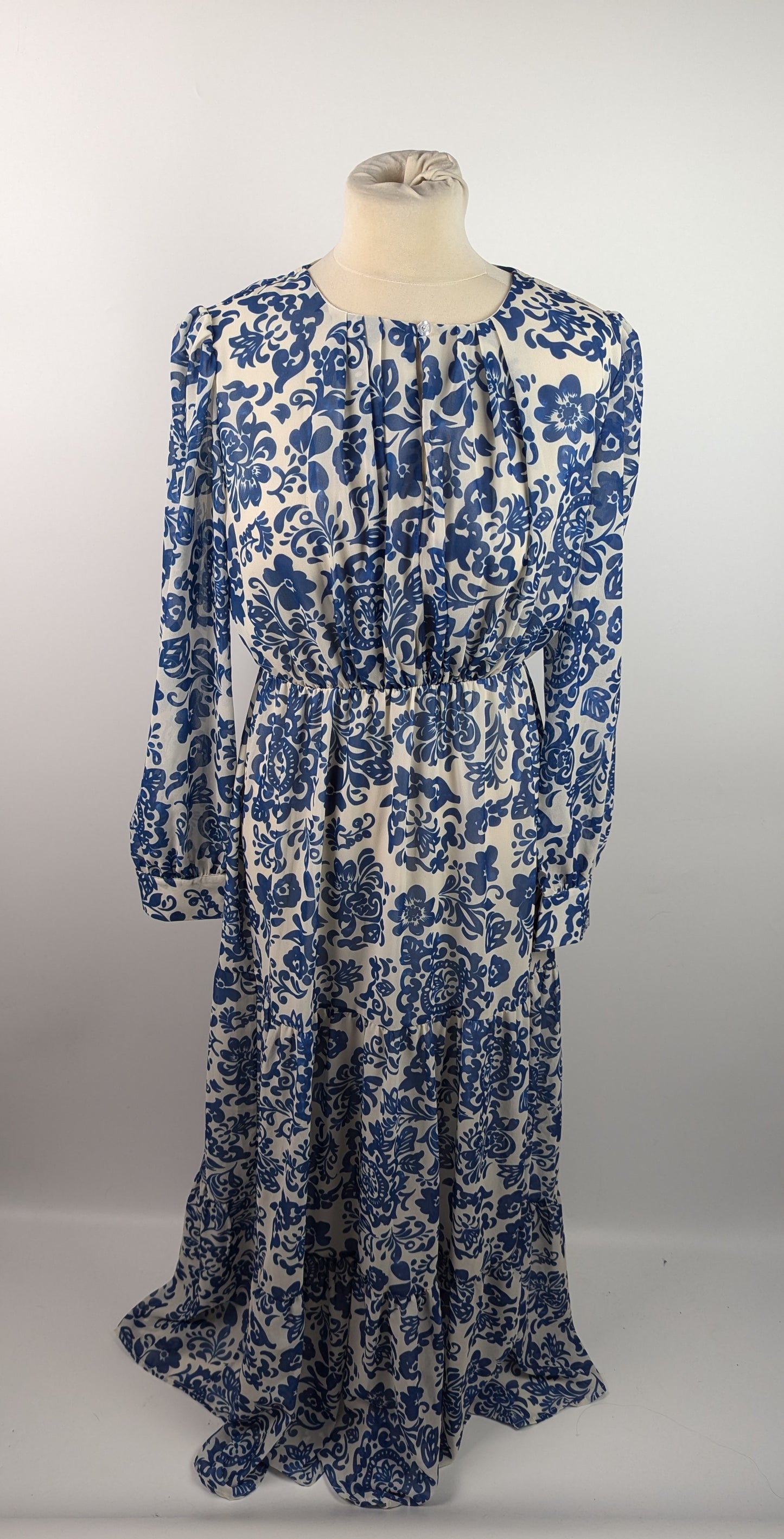 Gina Bacconi Jojo long sleeve dress - Blue / White