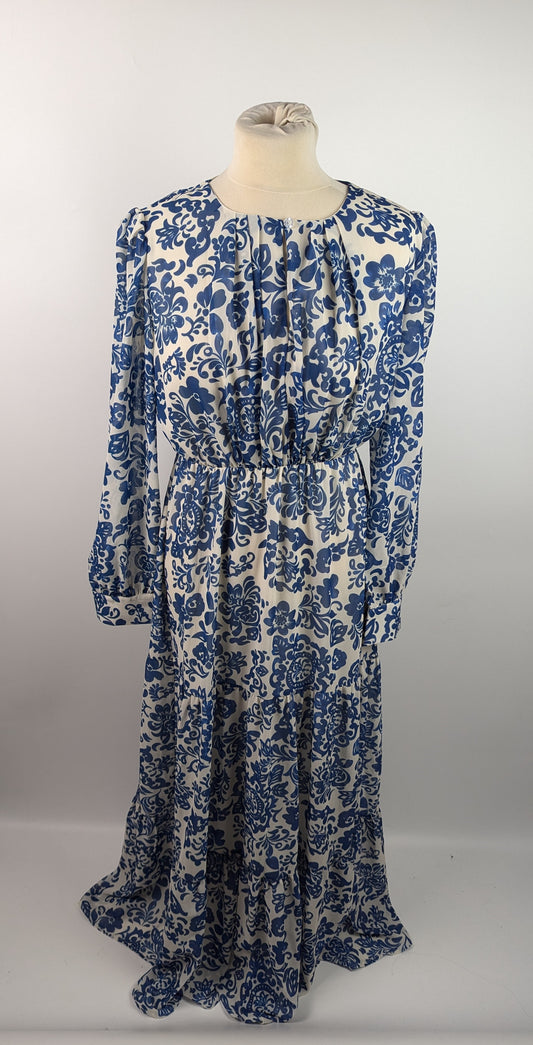 Gina Bacconi Jojo long sleeve dress - Blue / White