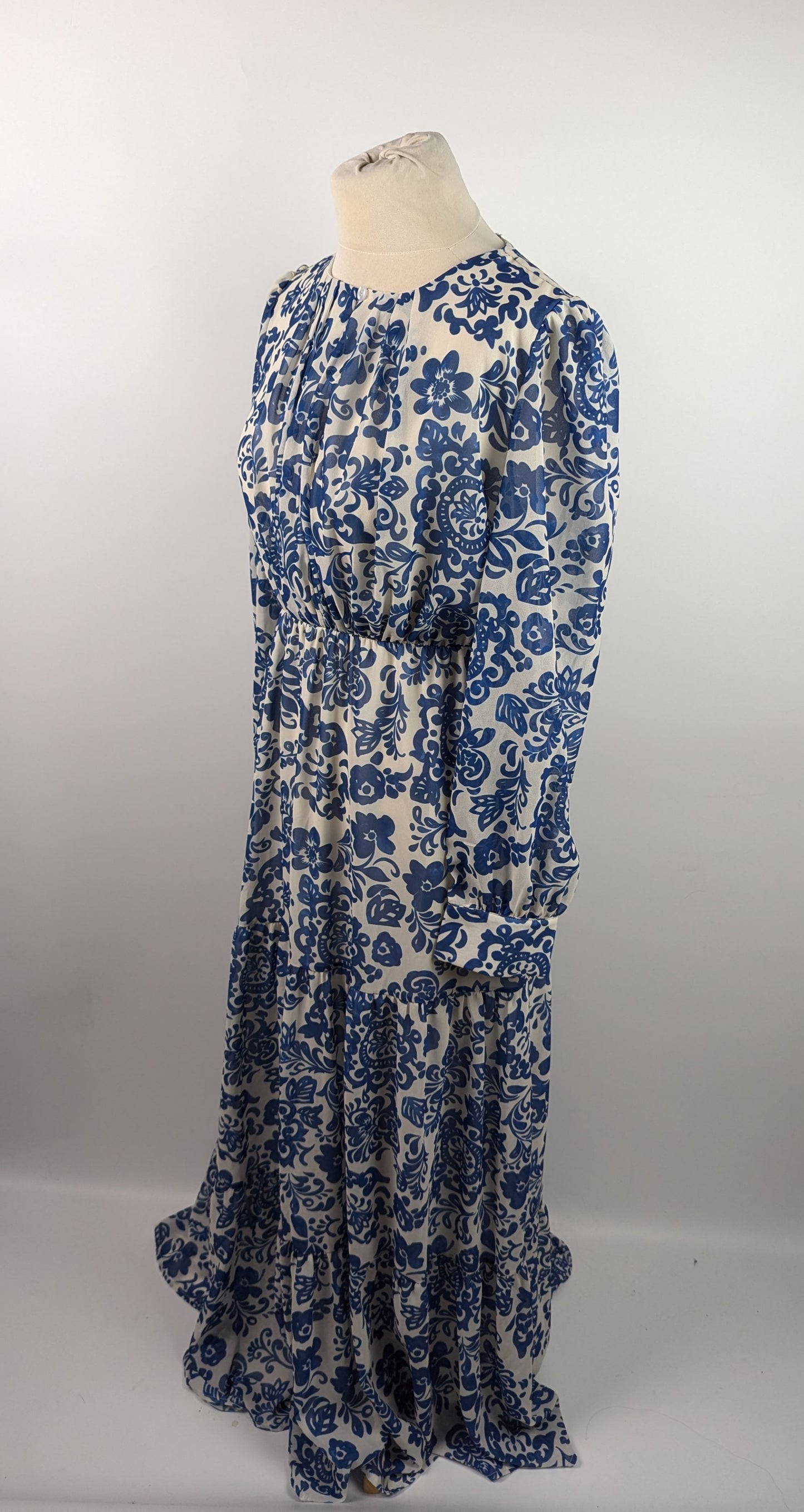 Gina Bacconi Jojo long sleeve dress - Blue / White
