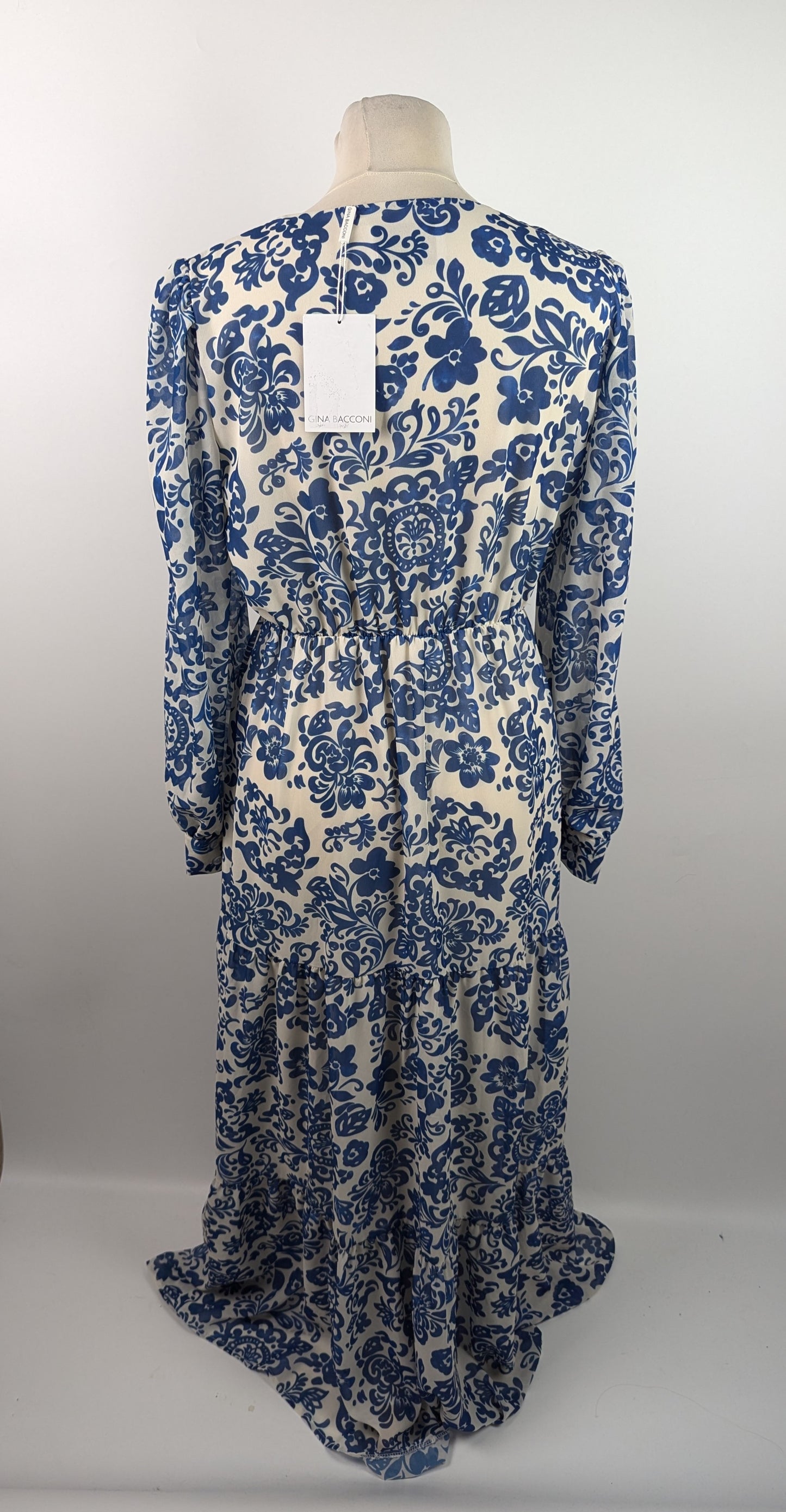Gina Bacconi Jojo long sleeve dress - Blue / White