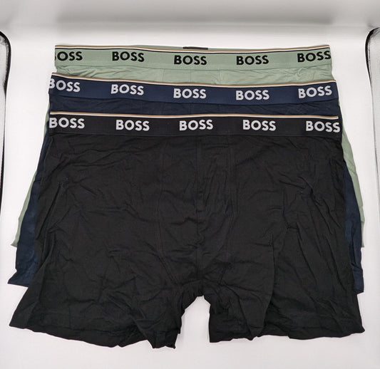 BOSS 3 Pack Power Boxer Shorts - Black / Navy / Green