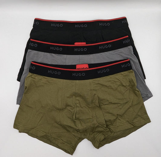 Hugo Men's 3 Pack Trunks - Black / Grey / Green