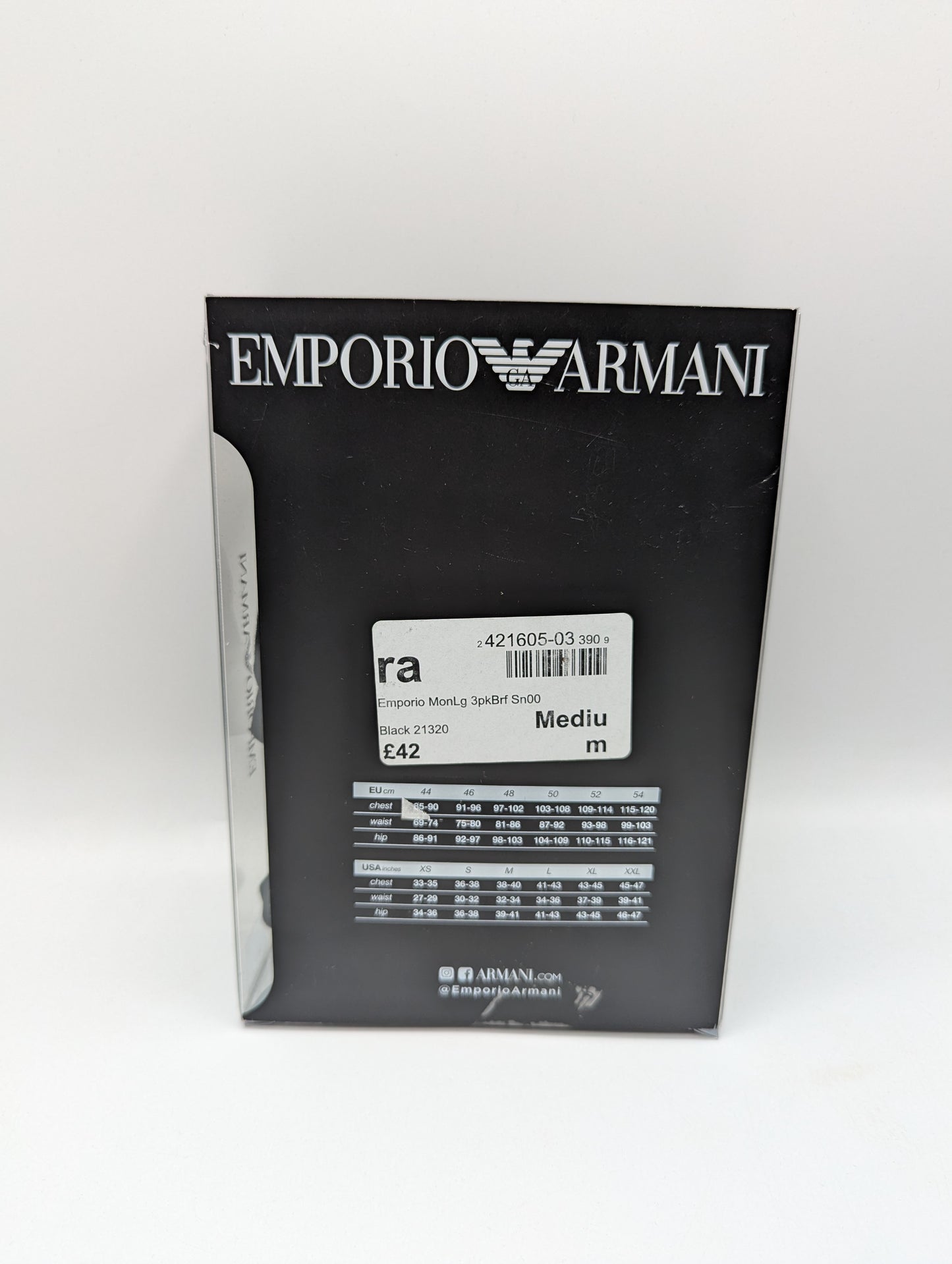 EMPORIO ARMANI Mens 3 Pack Briefs - Black