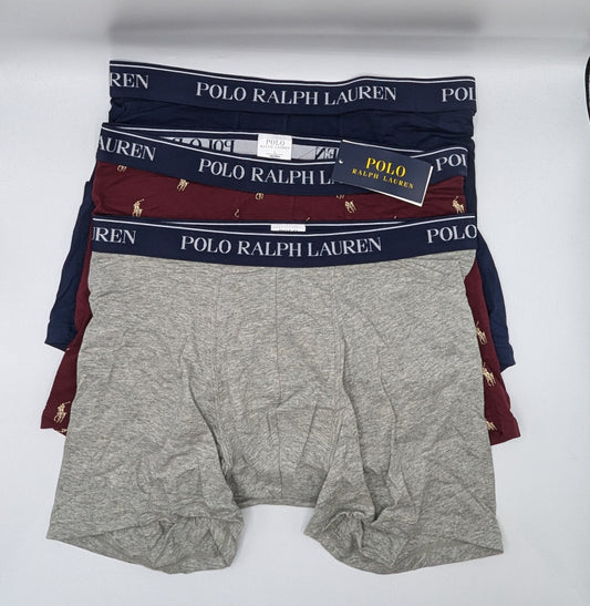 Polo Ralph Lauren Stretch-Cotton Classic Trunks 3 pack - Blue / Grey / Burgundy