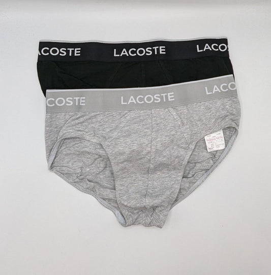 Lacoste Mens 2 Pack Briefs - Black / grey
