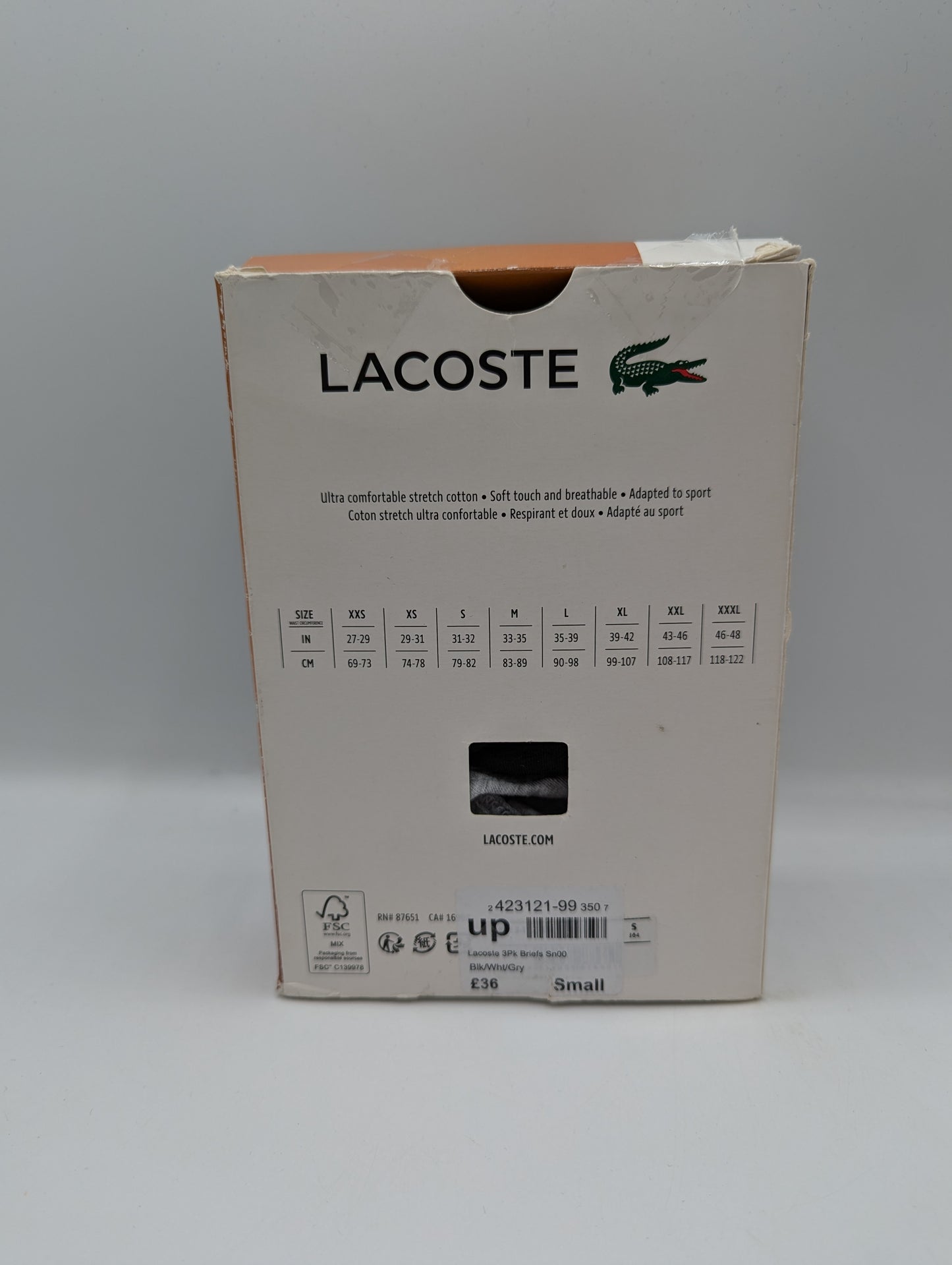 Lacoste Mens 2 Pack Briefs - Black / grey