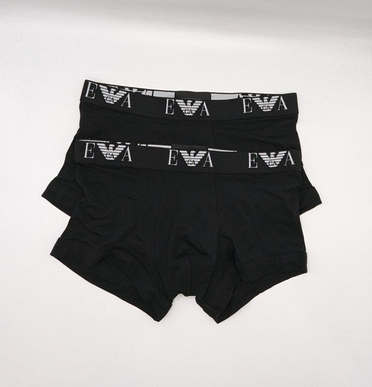 EMPORIO ARMANI Monogram 2 Pack Boxer Shorts - Black