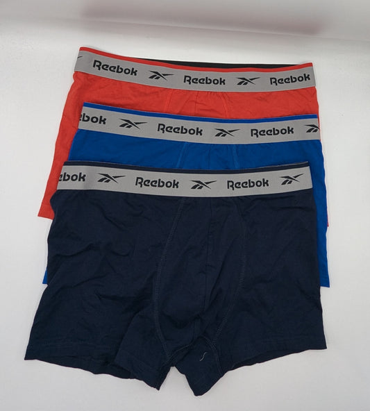 Reebok 3 Pack Everyday Mens Trunks - Red / Black / Blue