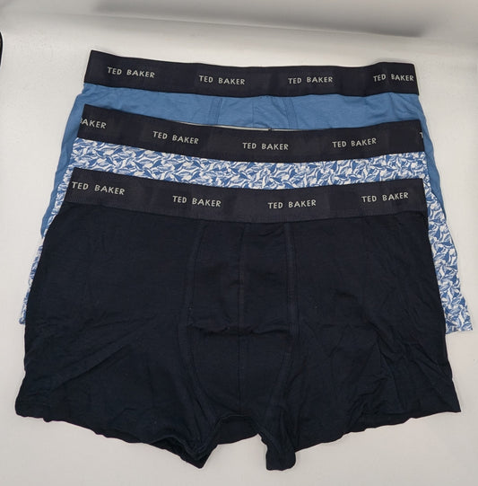 Ted Baker 3-Pack Logo Boxer Briefs Mens - Blue / White