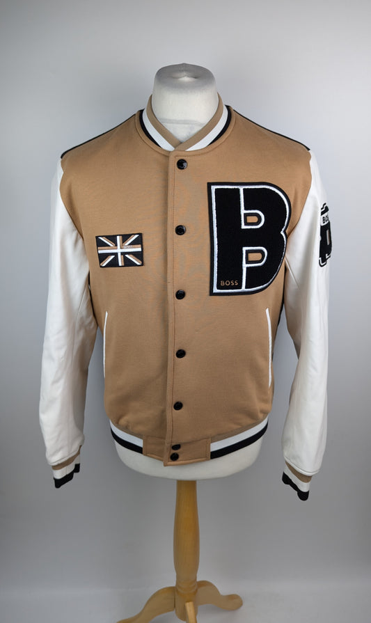 Boss Men's Natural Circus1 Varsity Jacket - Beige / White
