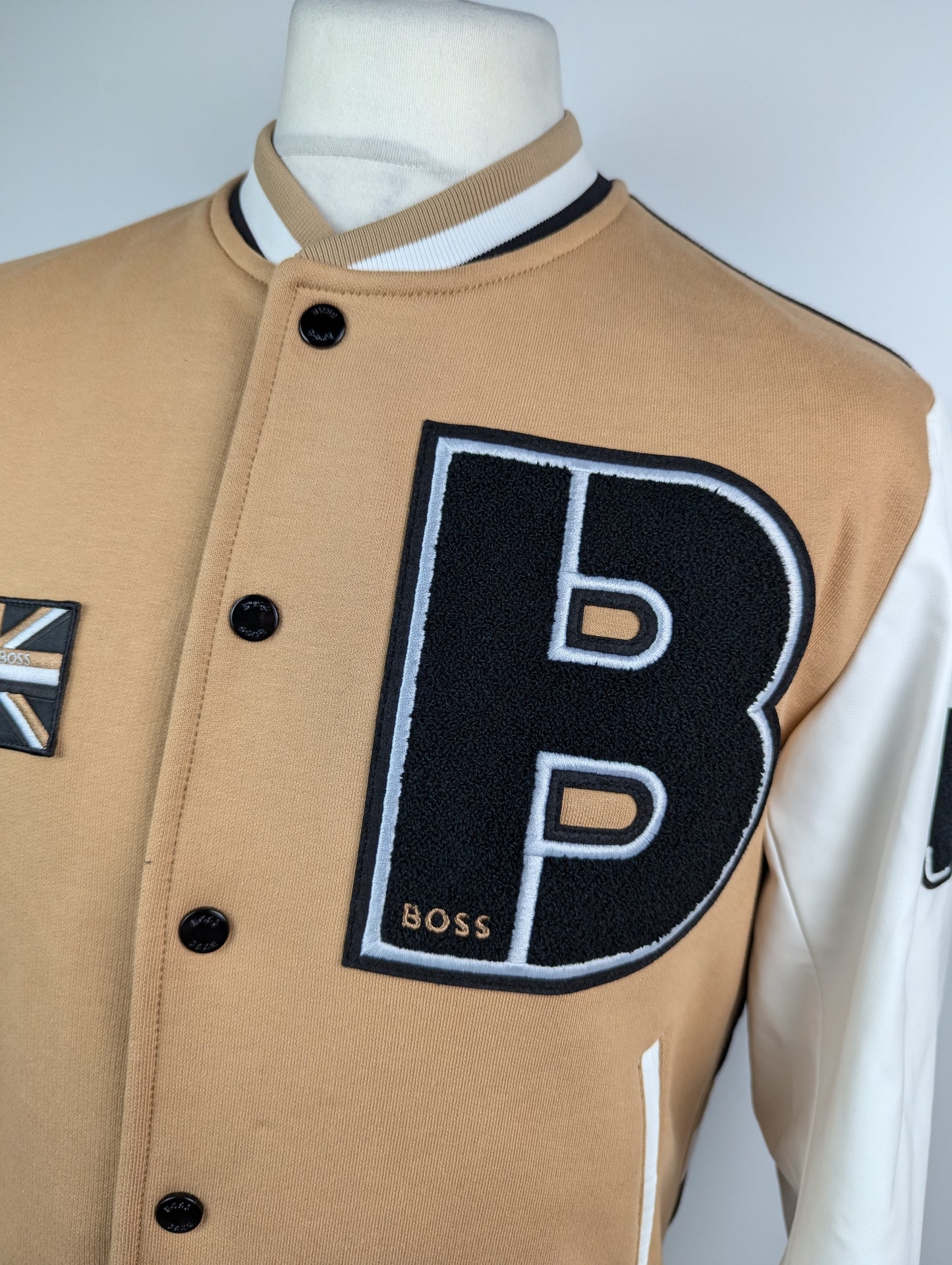 Boss Men's Natural Circus1 Varsity Jacket - Beige / White