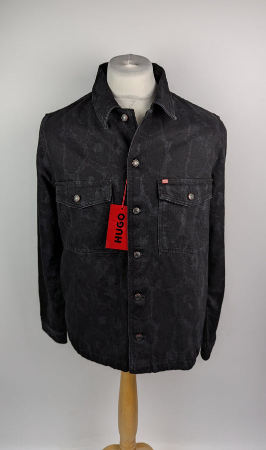 HUGO Enalu Mens Denim Overshirt / Denim jacket- Black