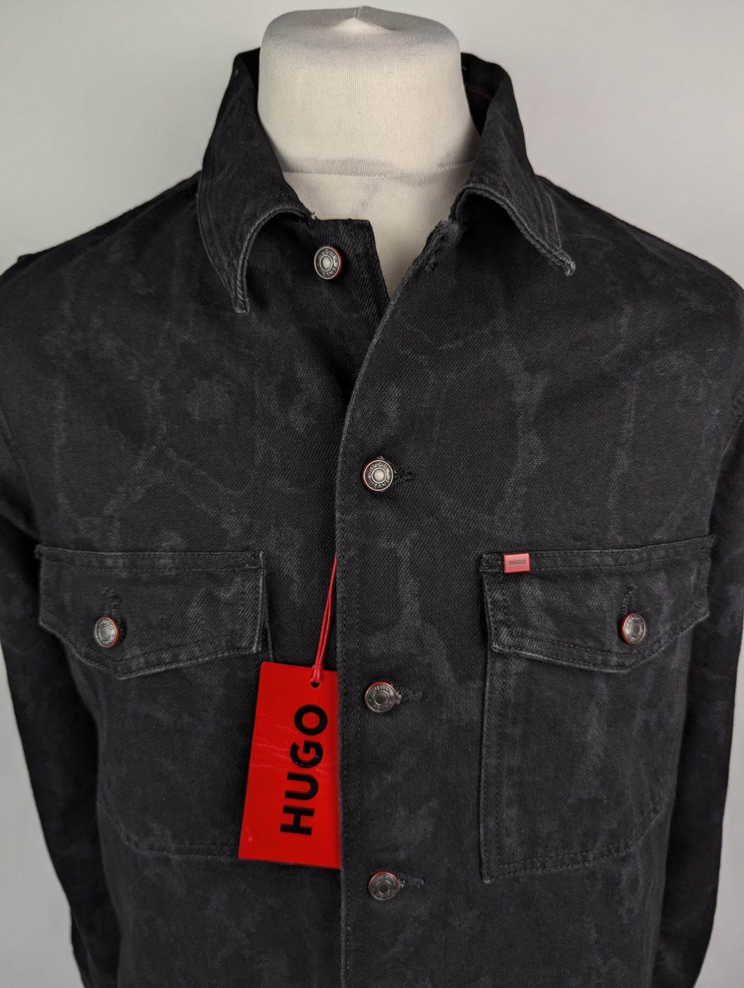 HUGO Enalu Mens Denim Overshirt / Denim jacket- Black