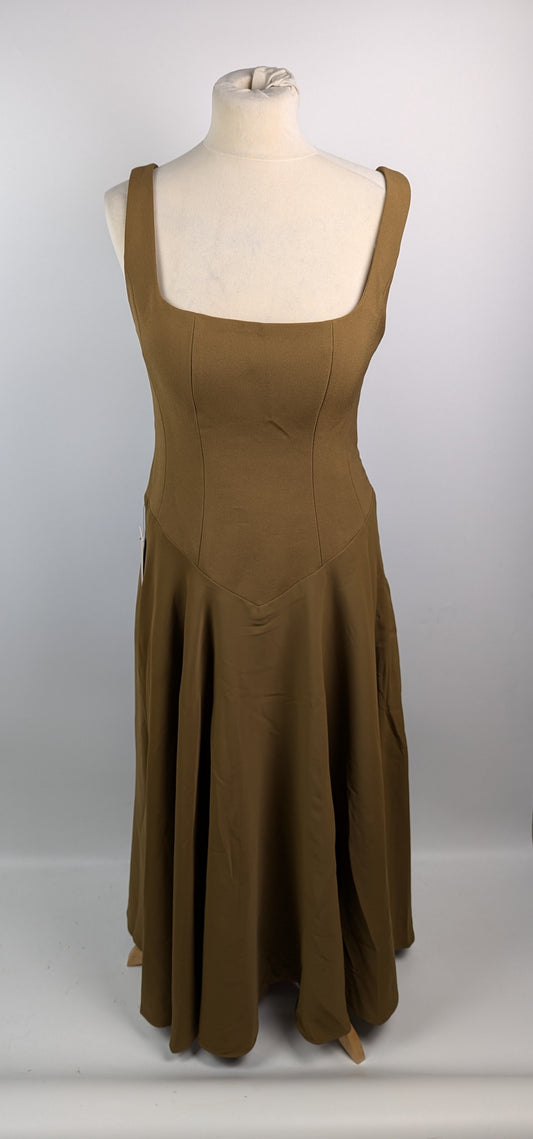 Odd Muse The Ultimate Muse High Waist Square Neck Midi Dress - Olive