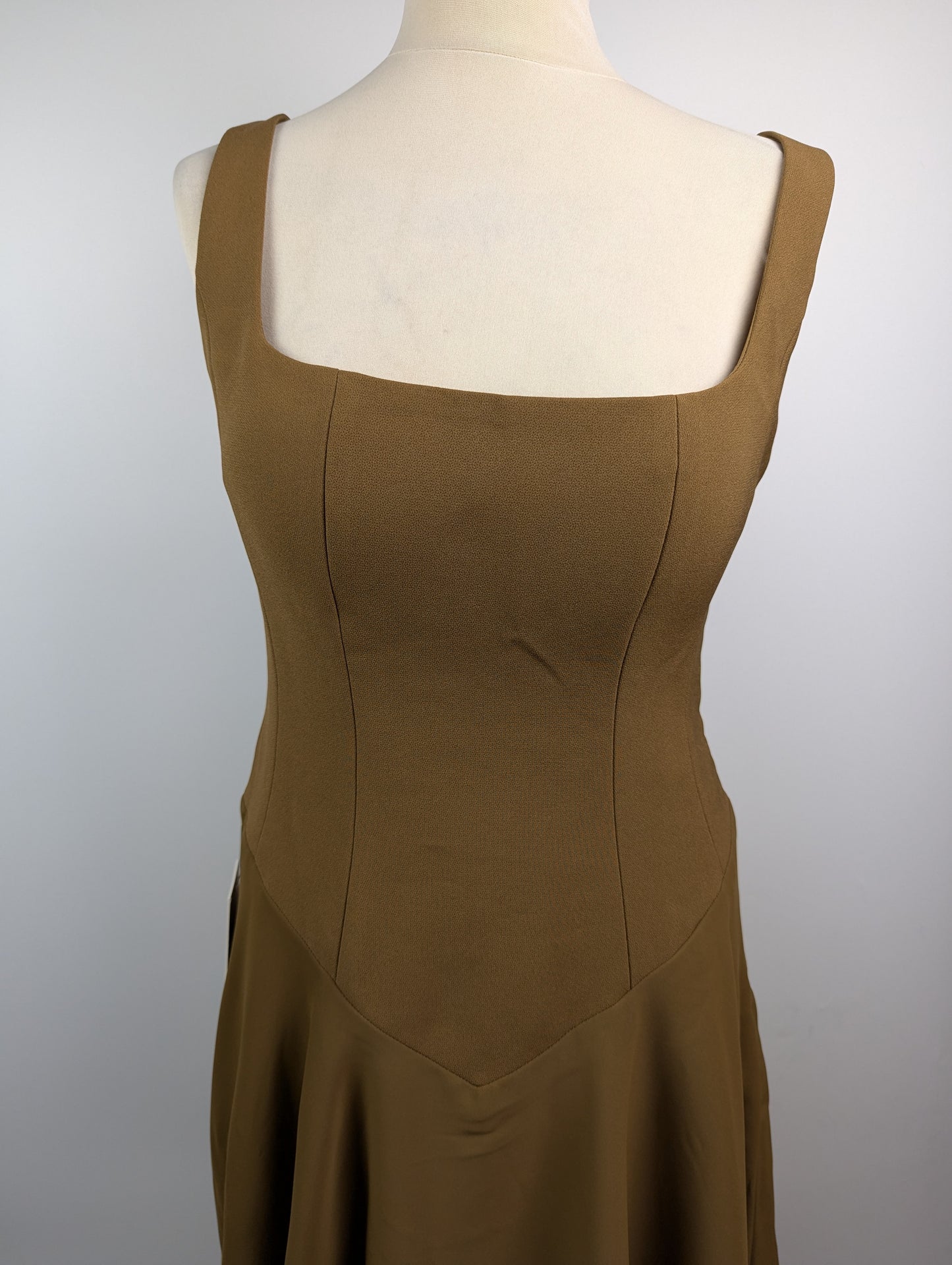 Odd Muse The Ultimate Muse High Waist Square Neck Midi Dress - Olive