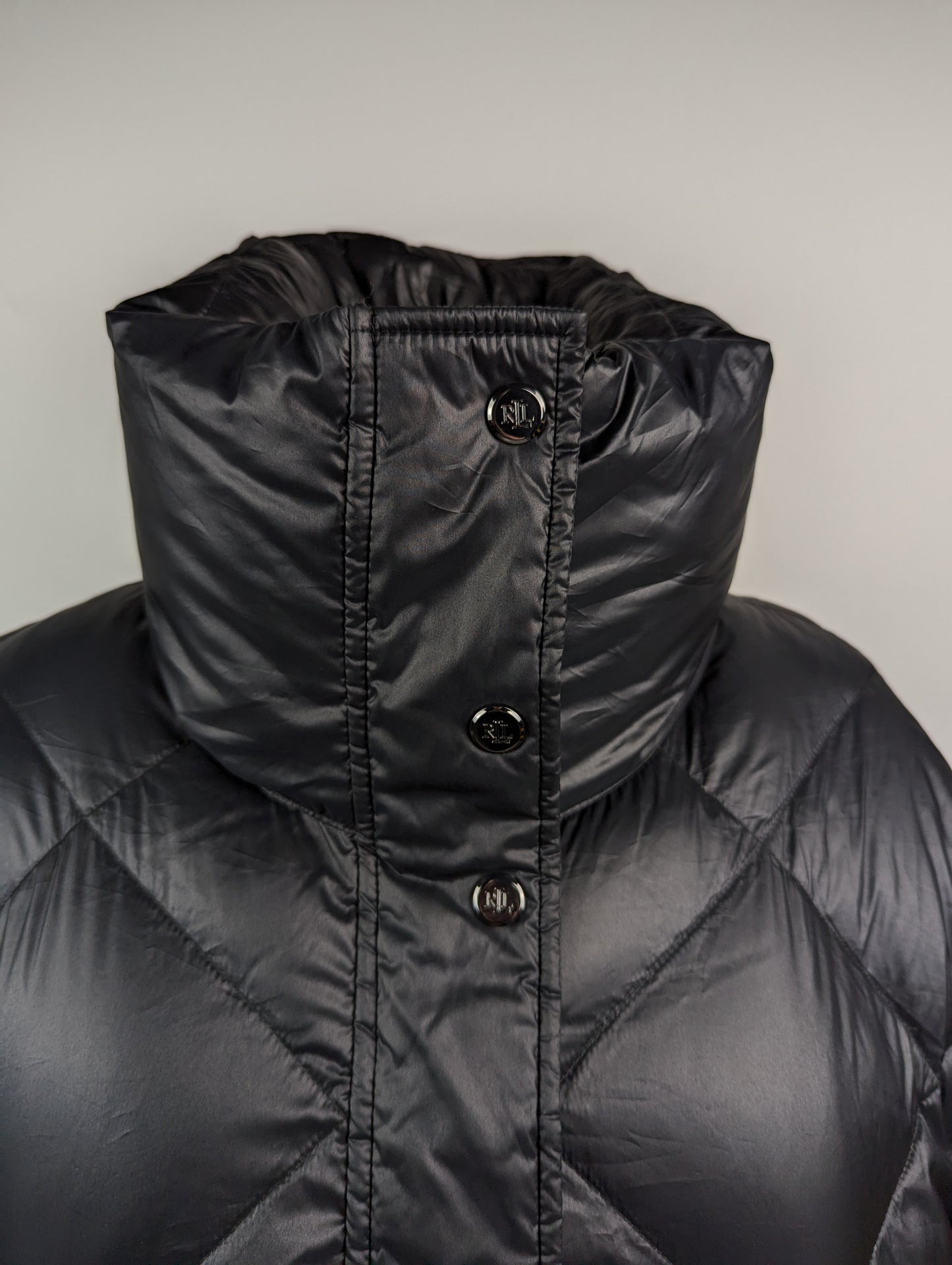 Lauren by Ralph Lauren Long Dimond Puffer Jacket - Black