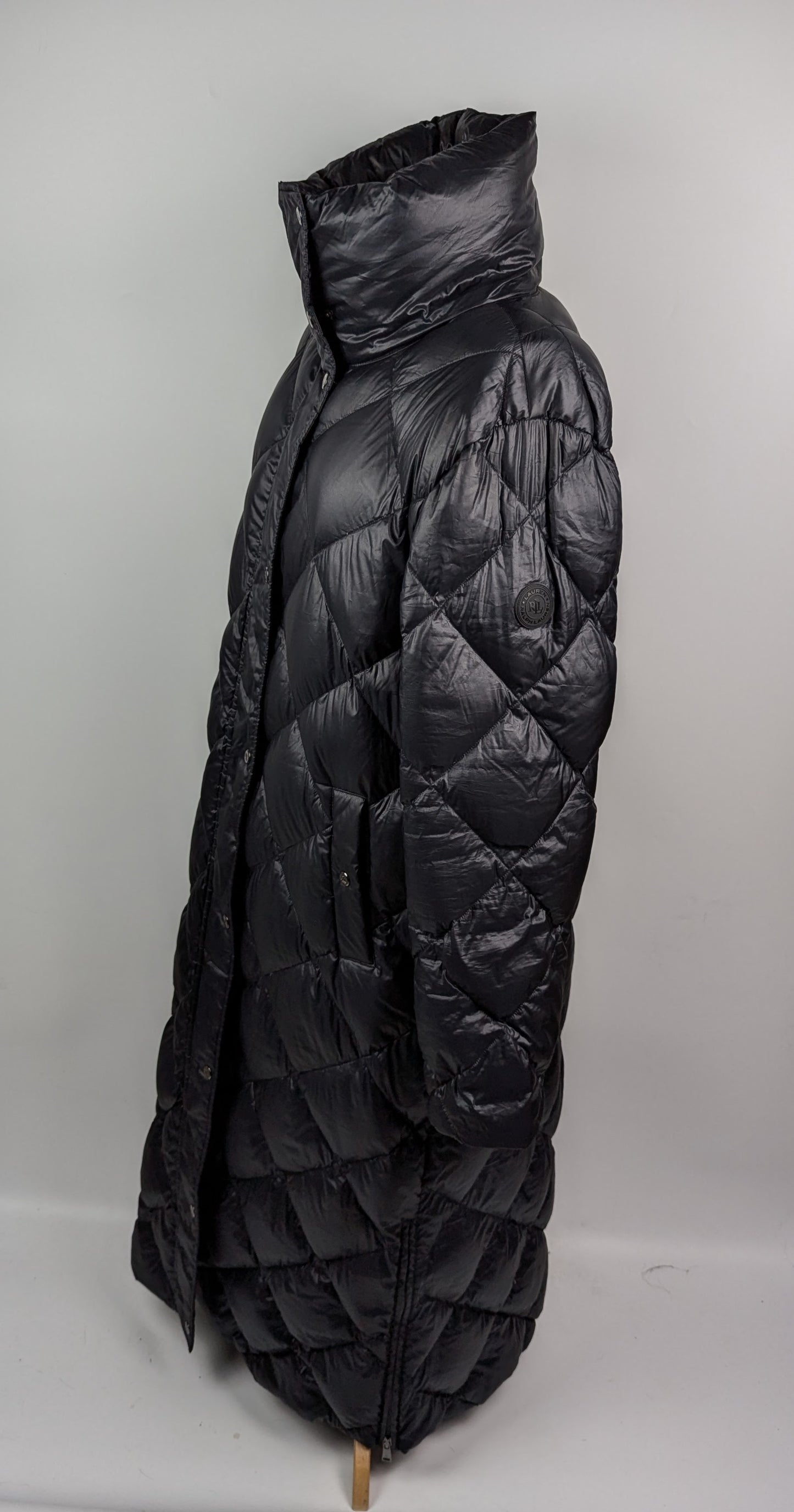 Lauren by Ralph Lauren Long Dimond Puffer Jacket - Black