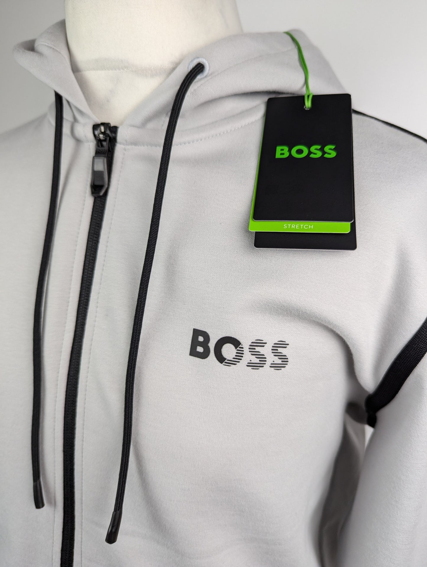 Boss Mens Saggy Tape X Zip-up Hoodie - Light Grey