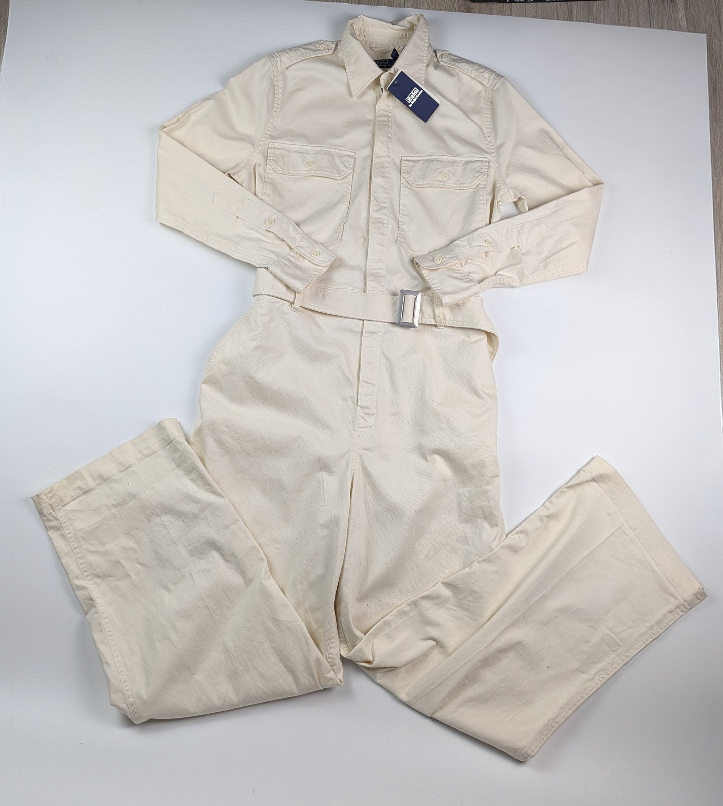 Polo Ralph Lauren Belted Denim Jumpsuit - Cream