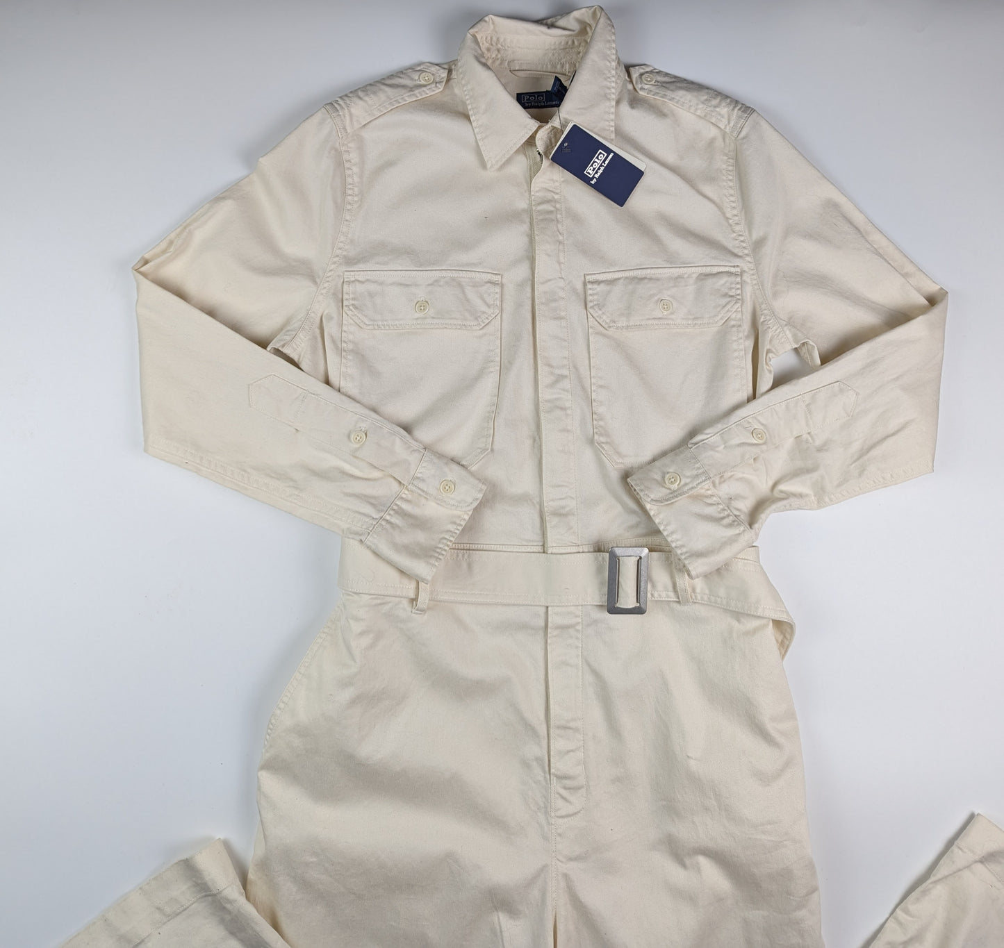 Polo Ralph Lauren Belted Denim Jumpsuit - Cream