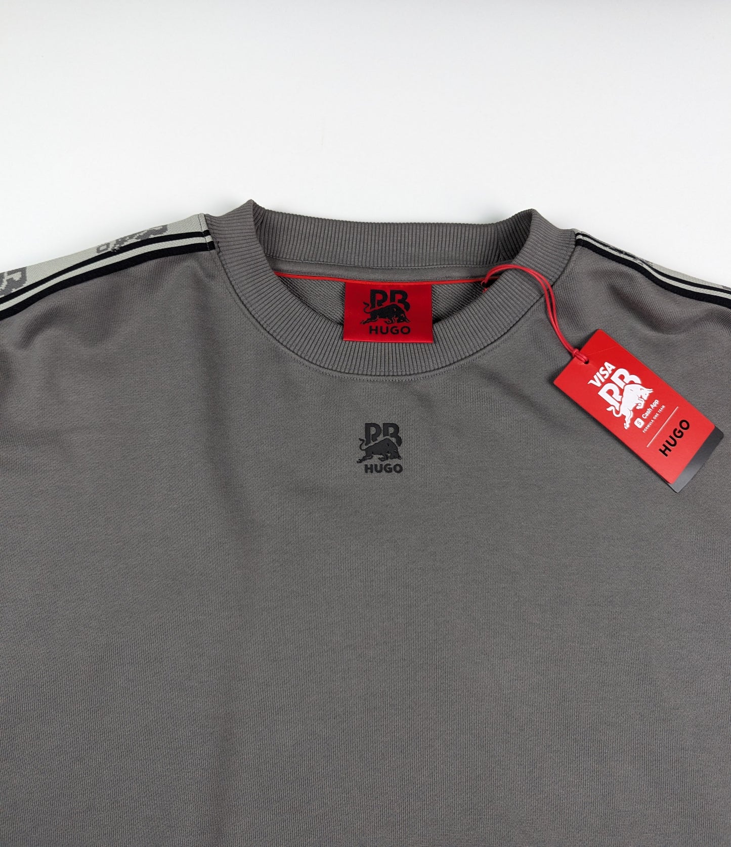 HUGO x RB cotton-terry sweatshirt with branded tape - Grey