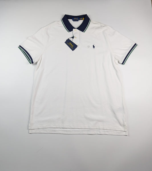 Polo Ralph Lauren Collar Stripe Polo Shirt - White / Green