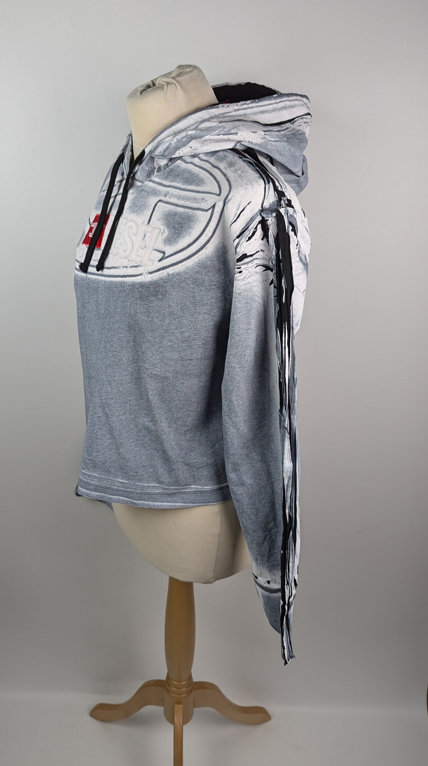 Diesel ‘F-CARLYE’ cropped hoodie Womens- Grey / Silver / Black