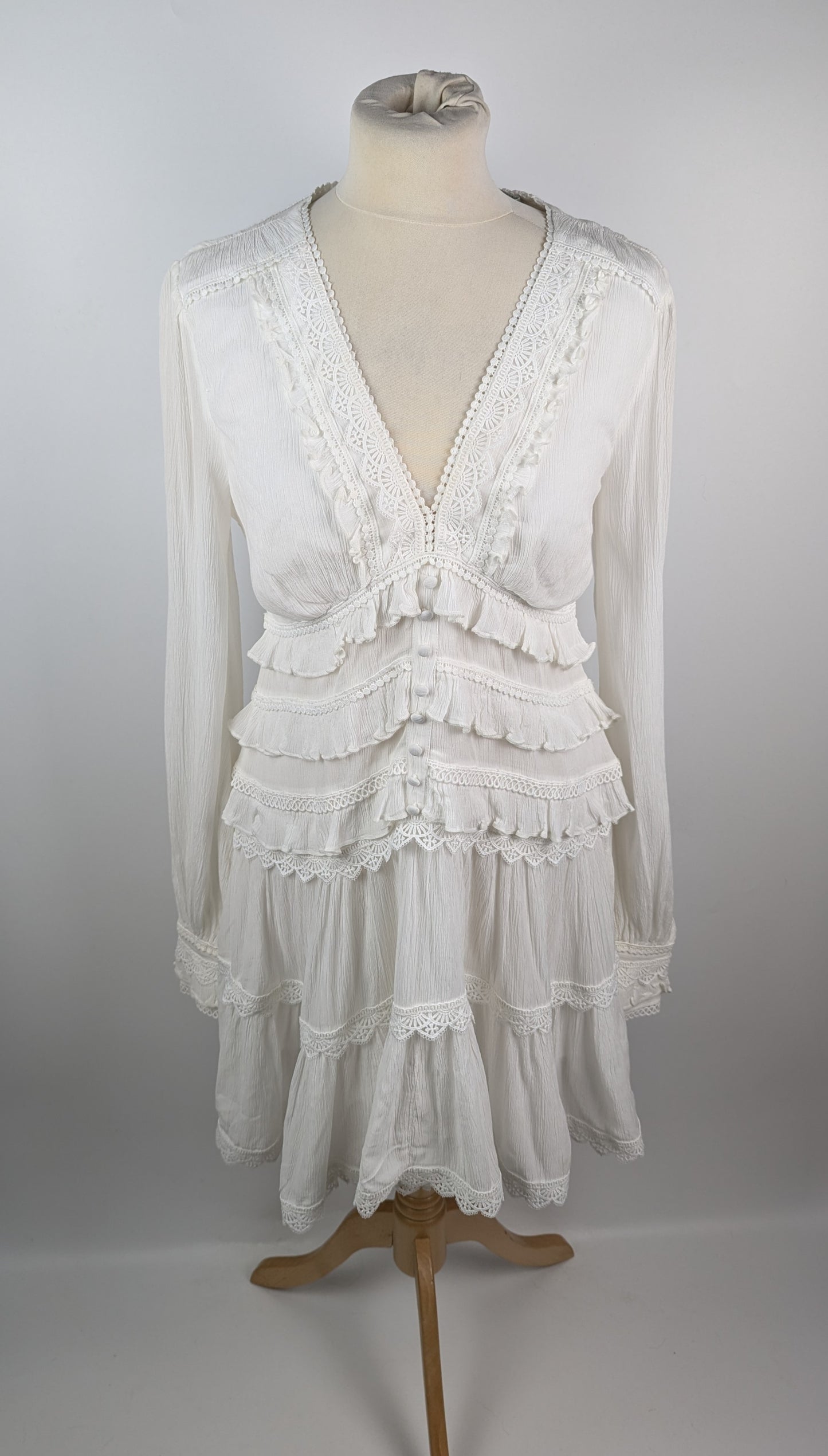 ALLSAINTS Zora ruffled woven mini dress - White