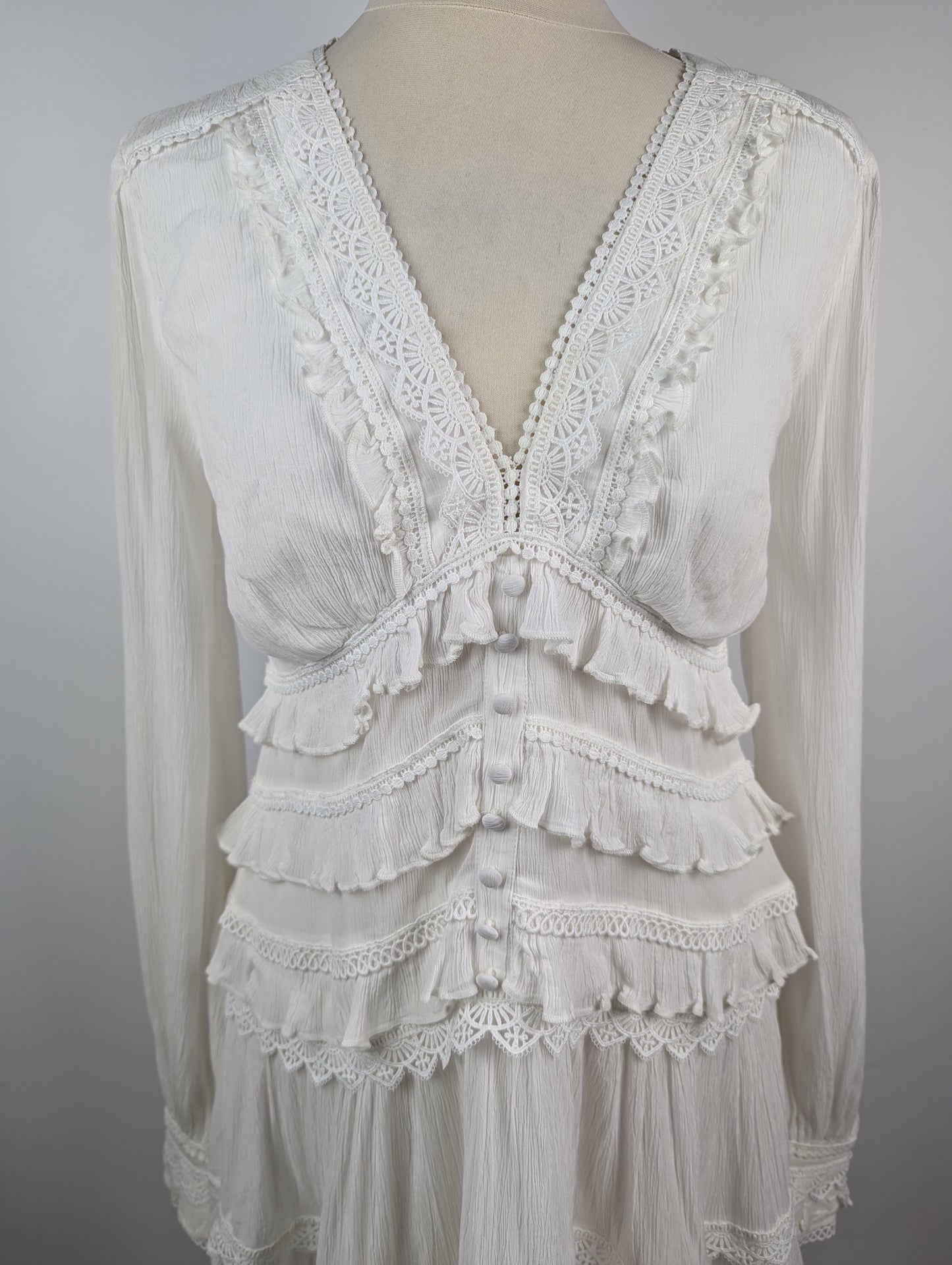 ALLSAINTS Zora ruffled woven mini dress - White