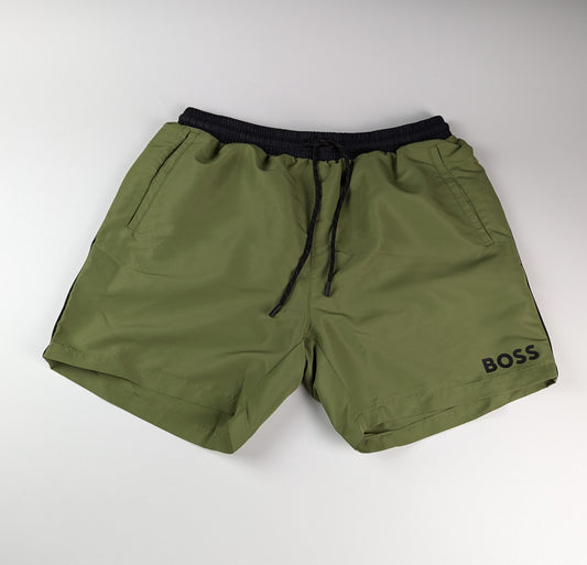BOSS Men's Starfish Swim Shorts - Green / Black