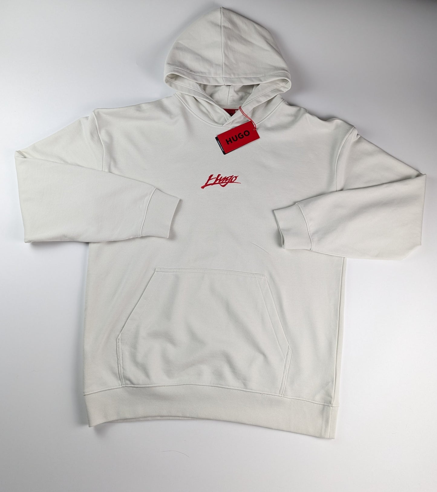 Hugo Dlogolong Mens Logo Hoodie - Off White