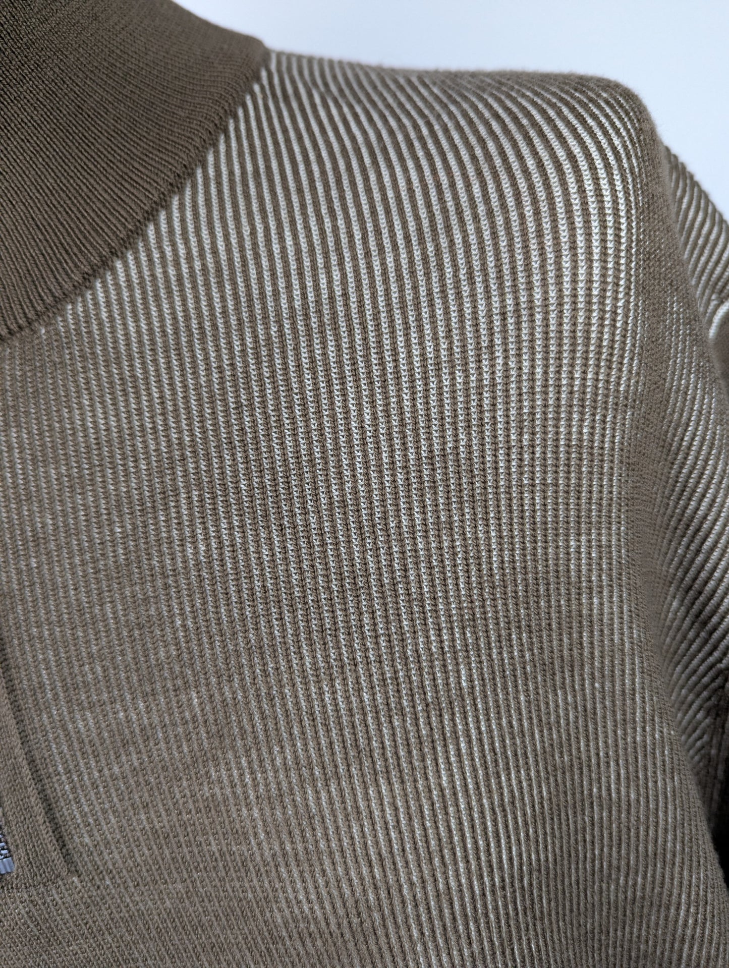 Boss Ofilato Mens Quarter Zip - Open Green / Brown / Beige