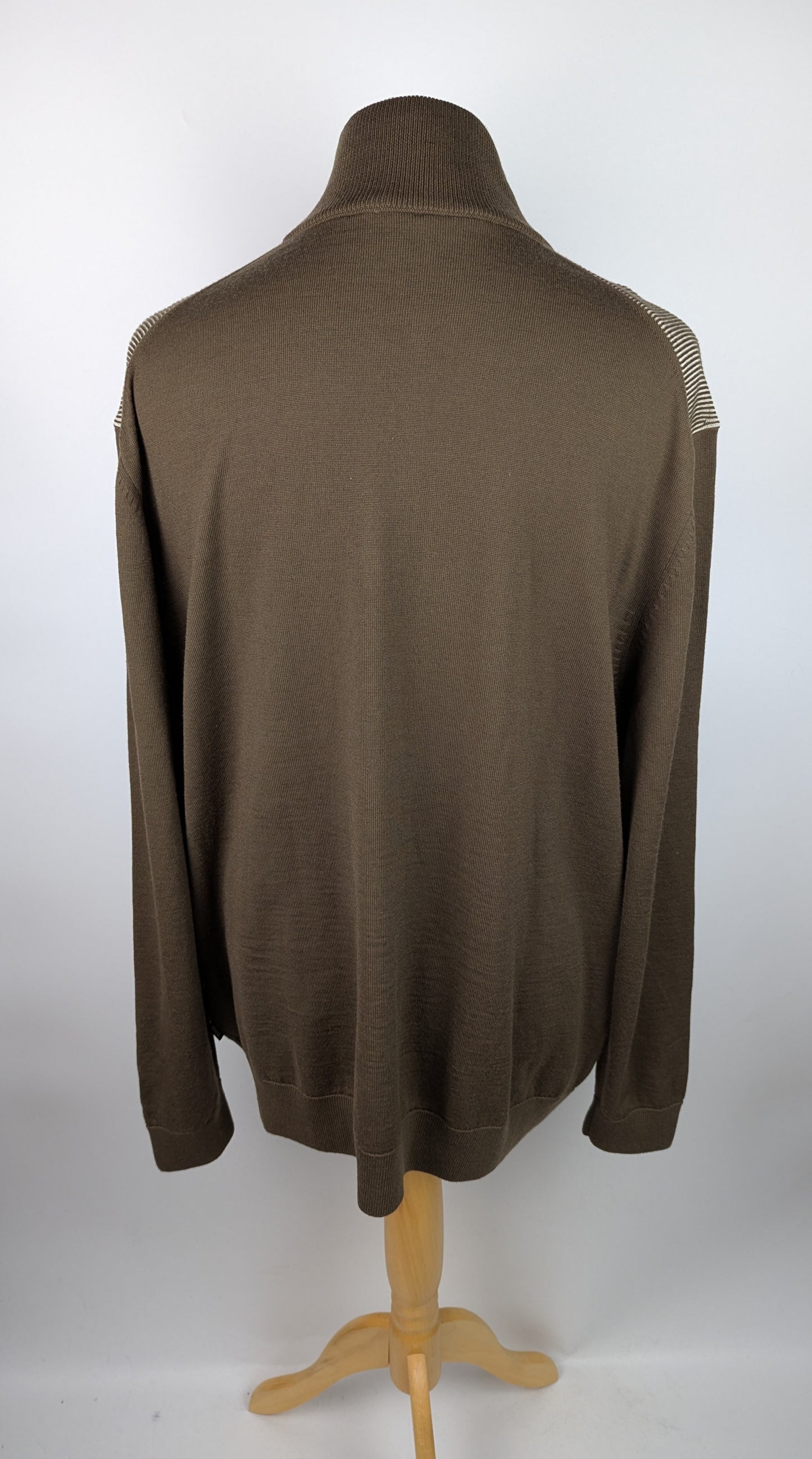Boss Ofilato Mens Quarter Zip - Open Green / Brown / Beige