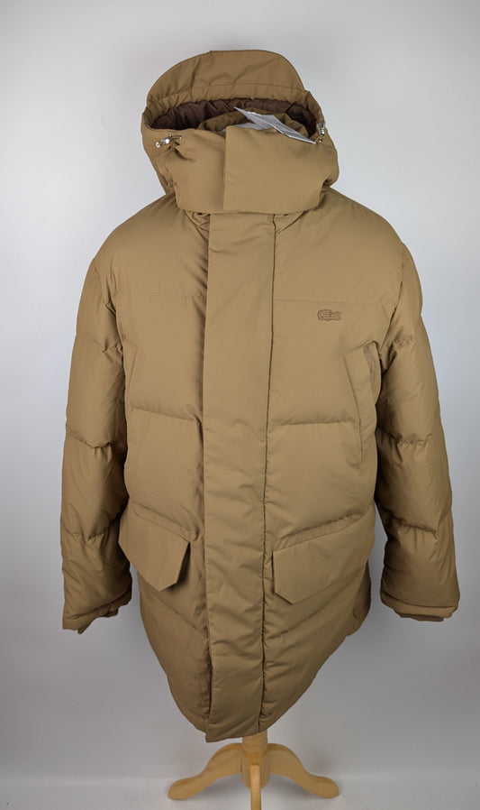 Lacoste Mens Long Puffer Coat - Brown