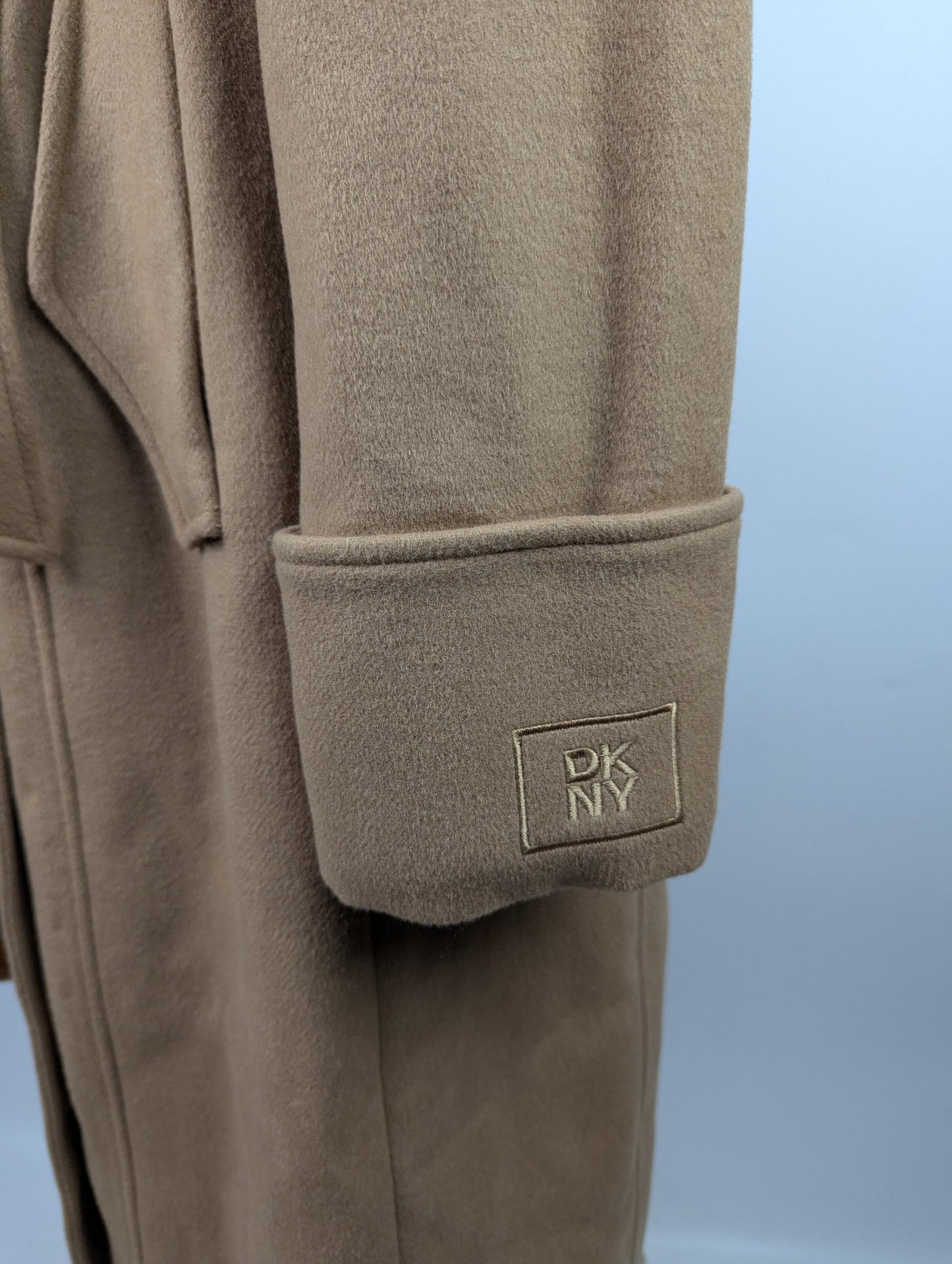 DKNY Womens Wool Overcoat Belted- Brown