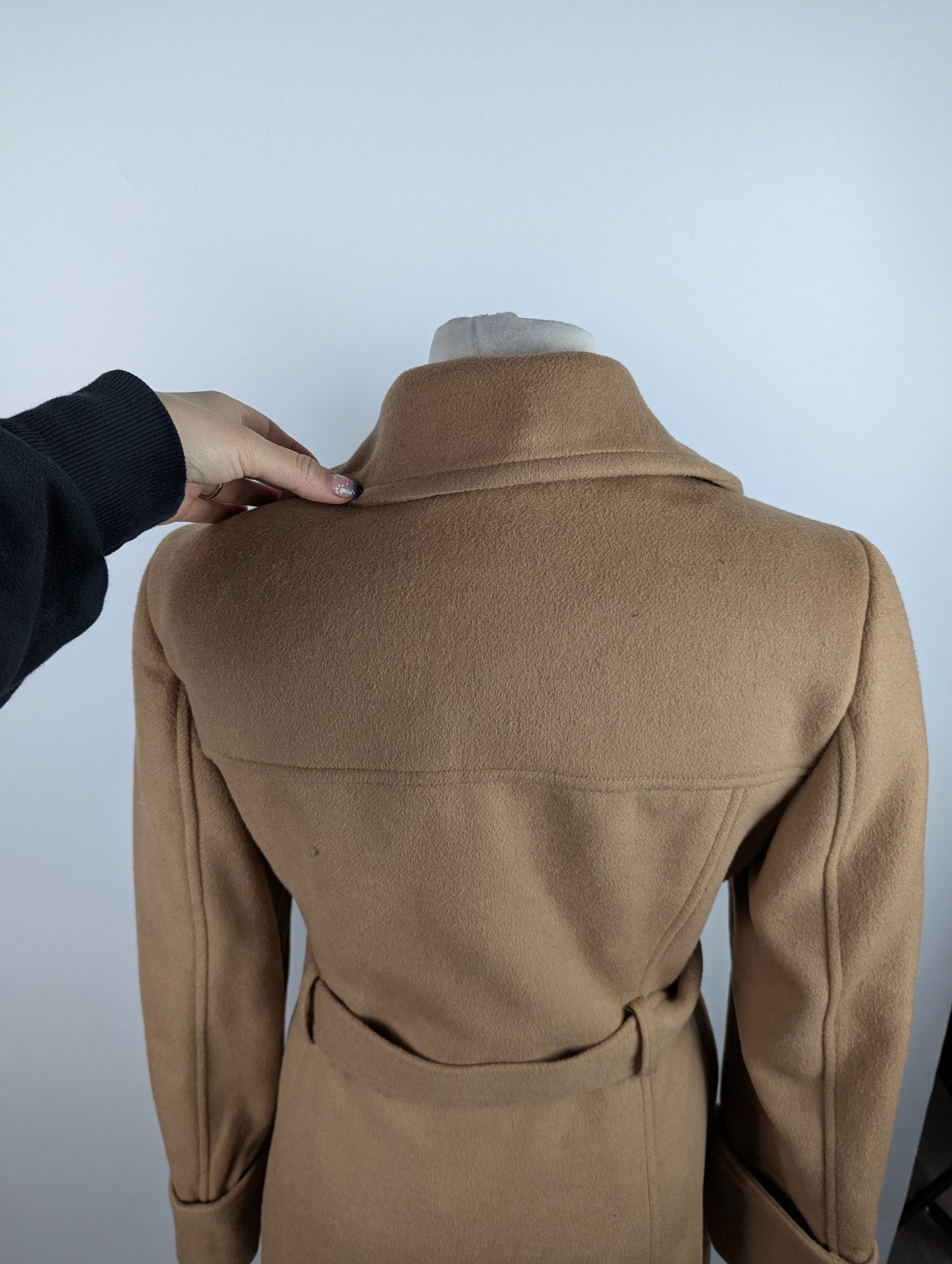 DKNY Womens Wool Overcoat Belted- Brown