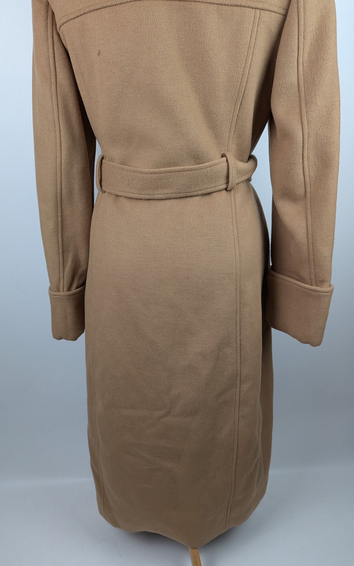 DKNY Womens Wool Overcoat Belted- Brown