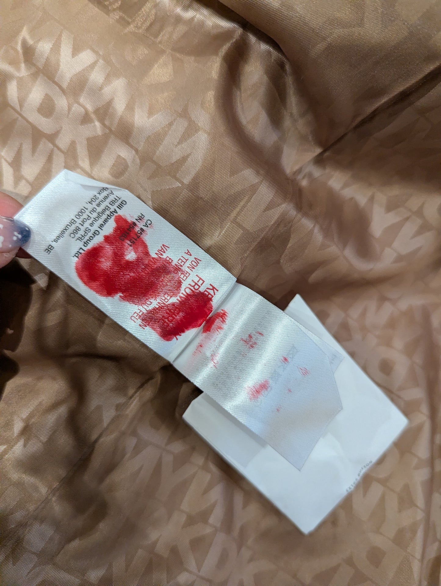 DKNY Womens Wool Overcoat Belted- Brown