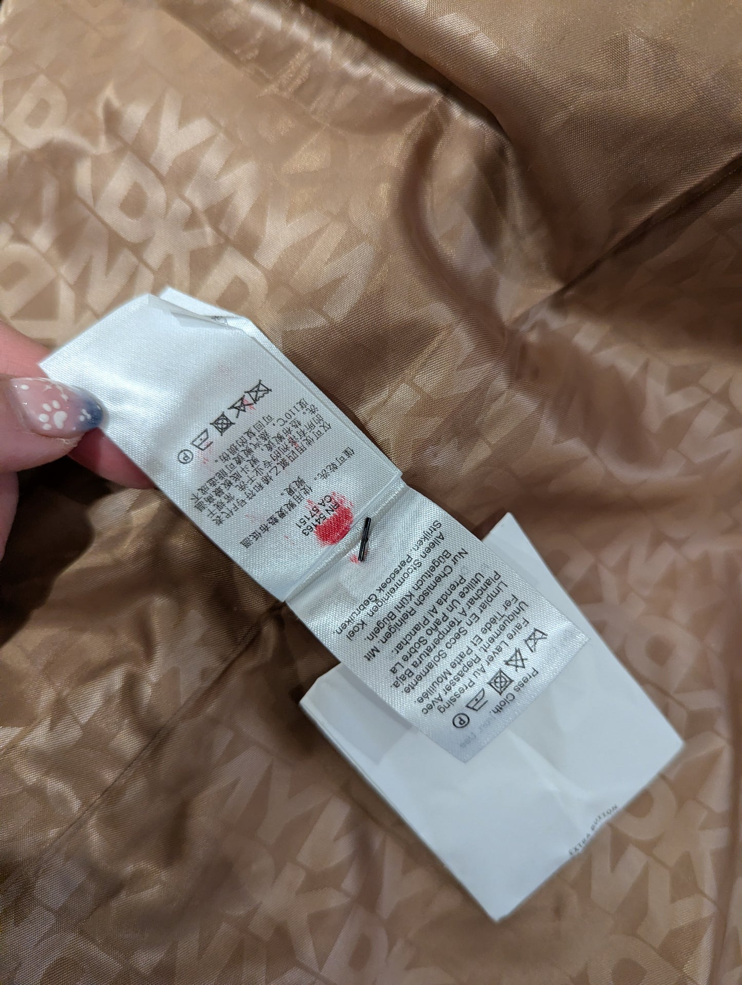 DKNY Womens Wool Overcoat Belted- Brown